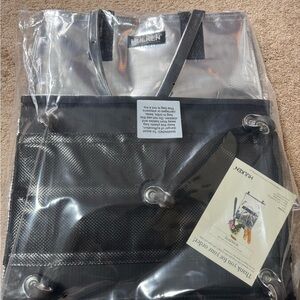 HULKEN Silver-Metallic Tote Bag with Black Trim